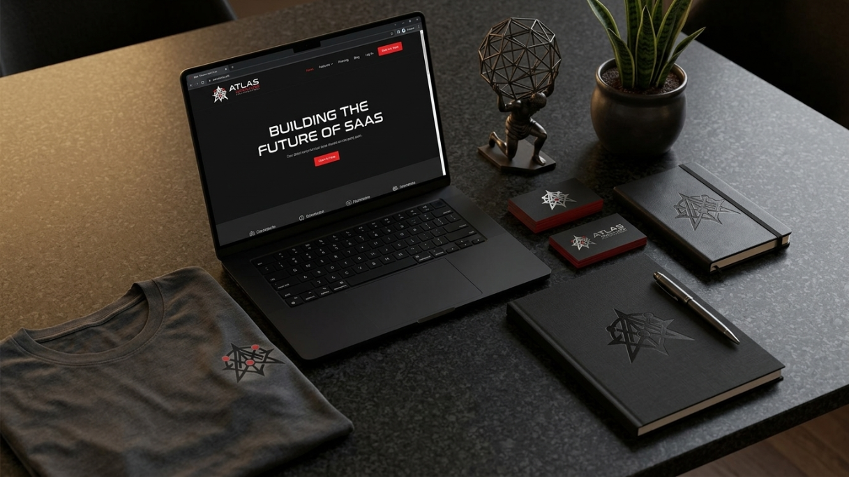 Mockup da identidade Atlas Nexium Core